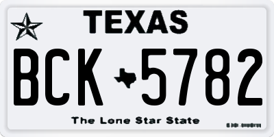 TX license plate BCK5782