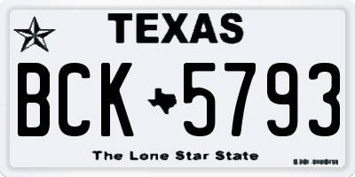 TX license plate BCK5793