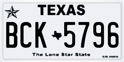 TX license plate BCK5796