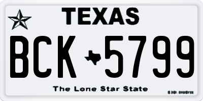 TX license plate BCK5799