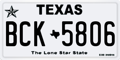 TX license plate BCK5806