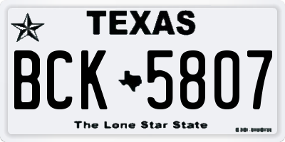 TX license plate BCK5807