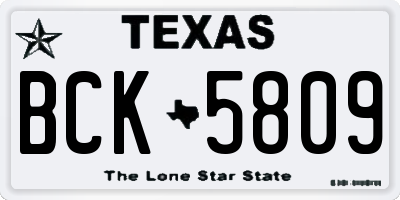 TX license plate BCK5809