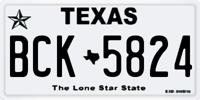 TX license plate BCK5824