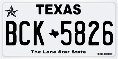 TX license plate BCK5826