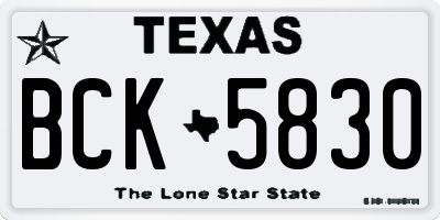 TX license plate BCK5830
