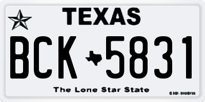 TX license plate BCK5831