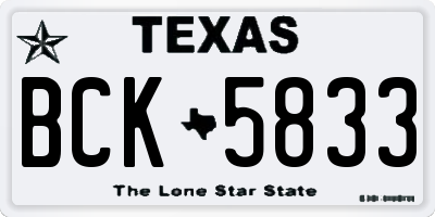 TX license plate BCK5833
