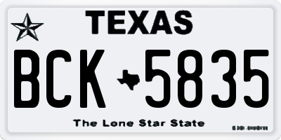 TX license plate BCK5835
