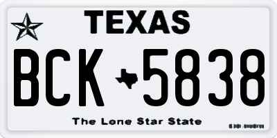 TX license plate BCK5838