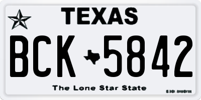 TX license plate BCK5842