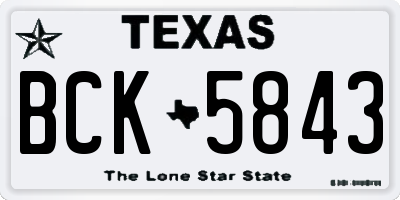 TX license plate BCK5843