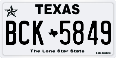 TX license plate BCK5849