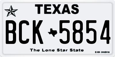 TX license plate BCK5854