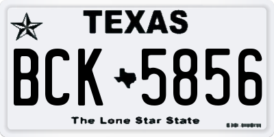 TX license plate BCK5856