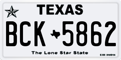 TX license plate BCK5862