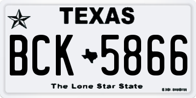 TX license plate BCK5866