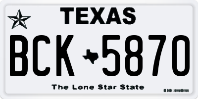 TX license plate BCK5870