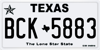 TX license plate BCK5883