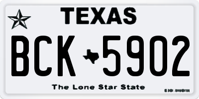 TX license plate BCK5902