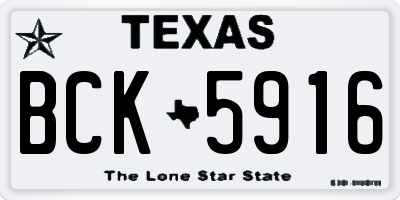 TX license plate BCK5916