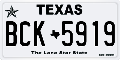 TX license plate BCK5919