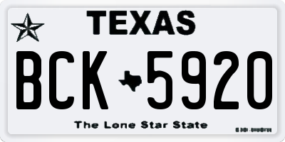TX license plate BCK5920