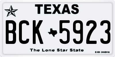 TX license plate BCK5923