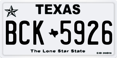 TX license plate BCK5926
