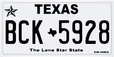 TX license plate BCK5928