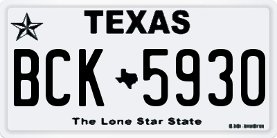 TX license plate BCK5930