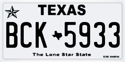 TX license plate BCK5933