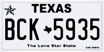 TX license plate BCK5935