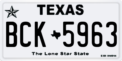 TX license plate BCK5963
