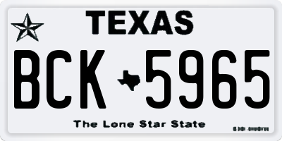 TX license plate BCK5965