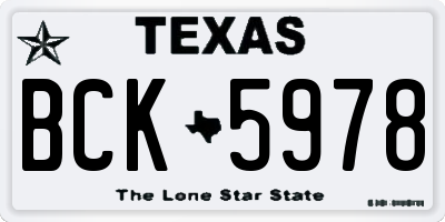 TX license plate BCK5978