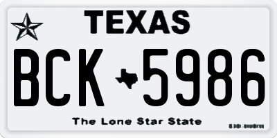 TX license plate BCK5986