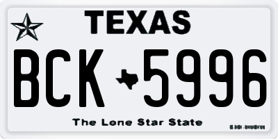 TX license plate BCK5996
