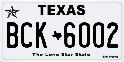 TX license plate BCK6002