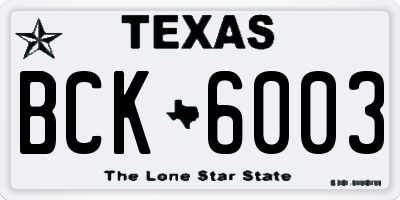 TX license plate BCK6003