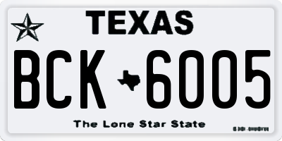 TX license plate BCK6005