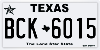 TX license plate BCK6015