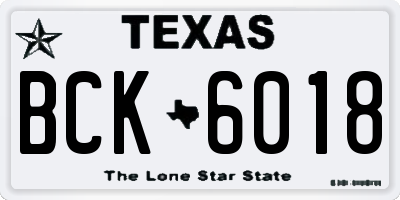 TX license plate BCK6018