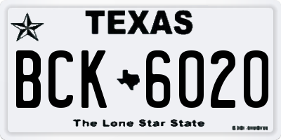 TX license plate BCK6020