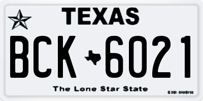 TX license plate BCK6021