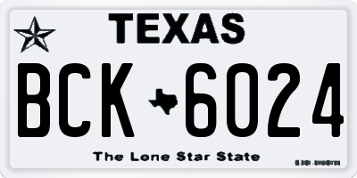 TX license plate BCK6024