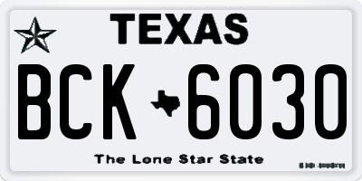 TX license plate BCK6030