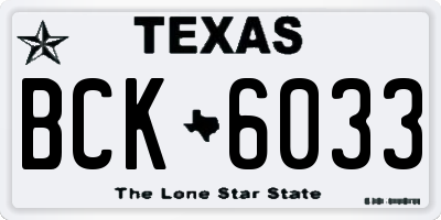 TX license plate BCK6033