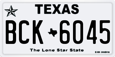TX license plate BCK6045