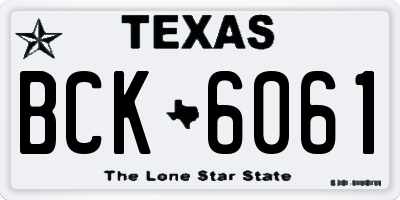 TX license plate BCK6061